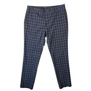 River Island Blue Plaid Mens Trouser Pants 34/32